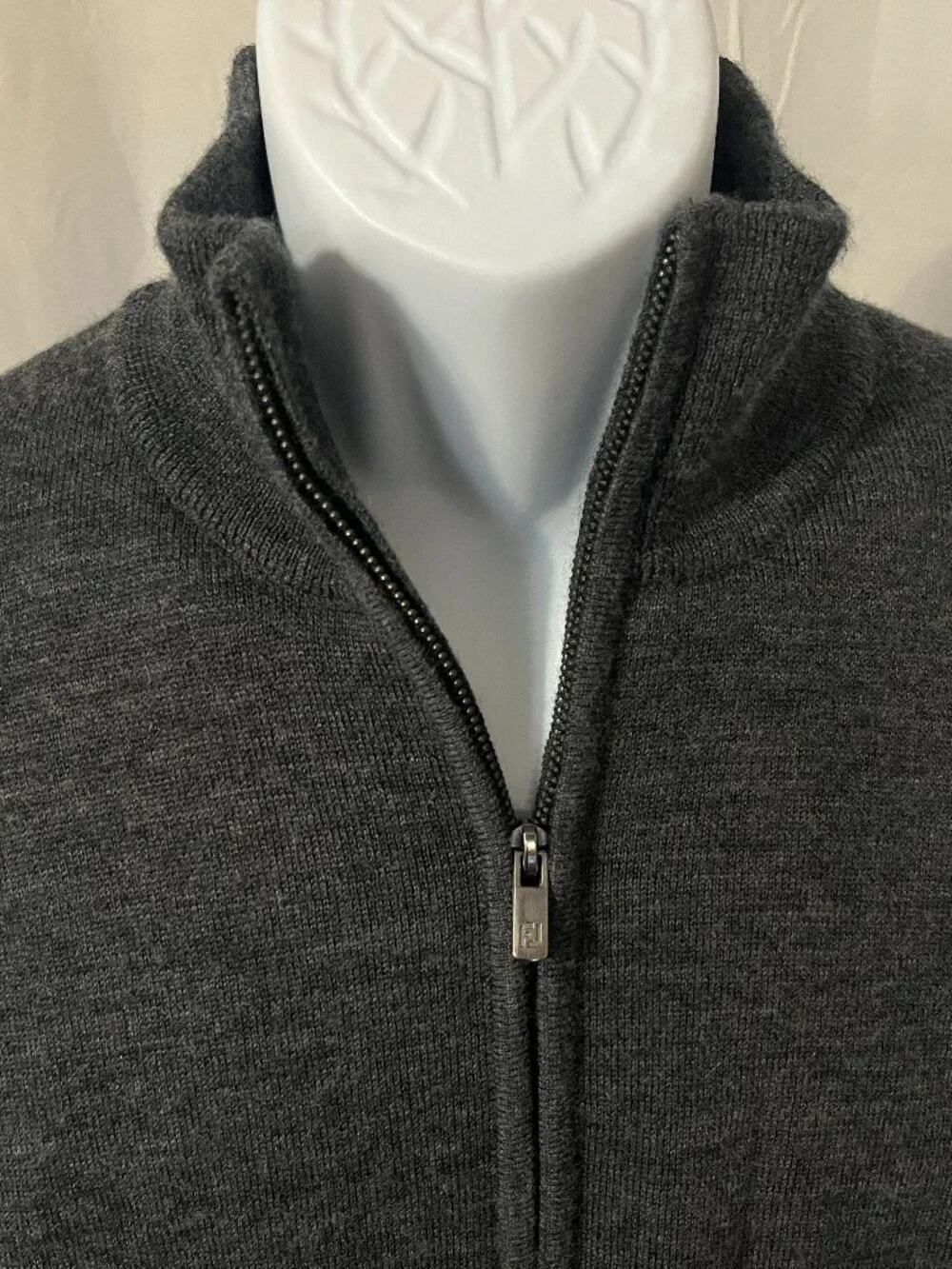 ⛳ FootJoy FJ Men's Gray 100% Wool Lined 1/4 Zip Sweater Jacket XL ⭐